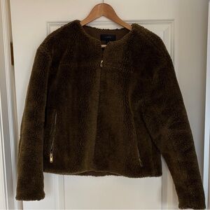 J. Crew Olive Faux Fur Jacket- Rare Find!